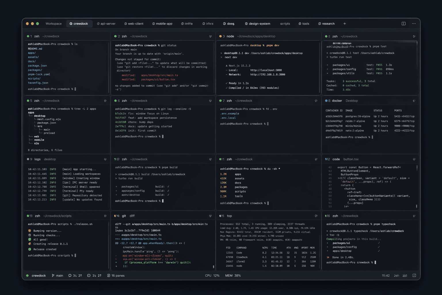 Art-directed CrewDock workspace concept